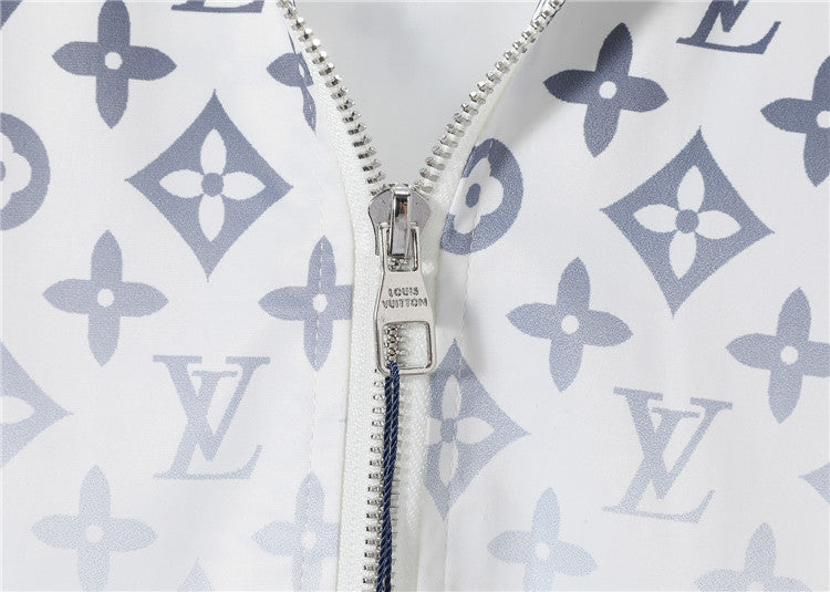 Louis Vuitton White/Black Hooded Jacket With Gradient Monogram Pattern
