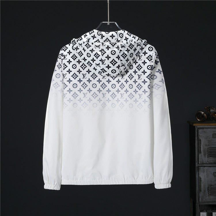 Louis Vuitton White/Black Hooded Jacket With Gradient Monogram Pattern