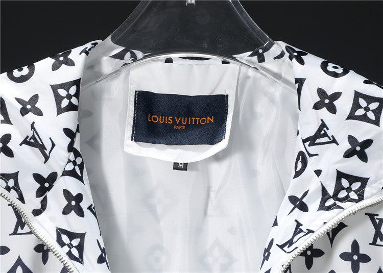 Louis Vuitton White/Black Hooded Jacket With Gradient Monogram Pattern