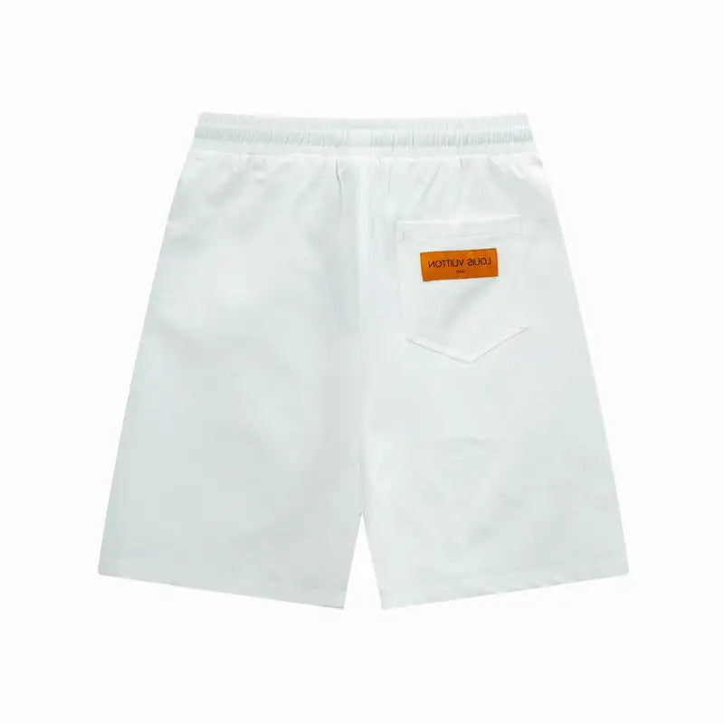 Louis Vuitton Men's White Drawstring Shorts with Monogram Print