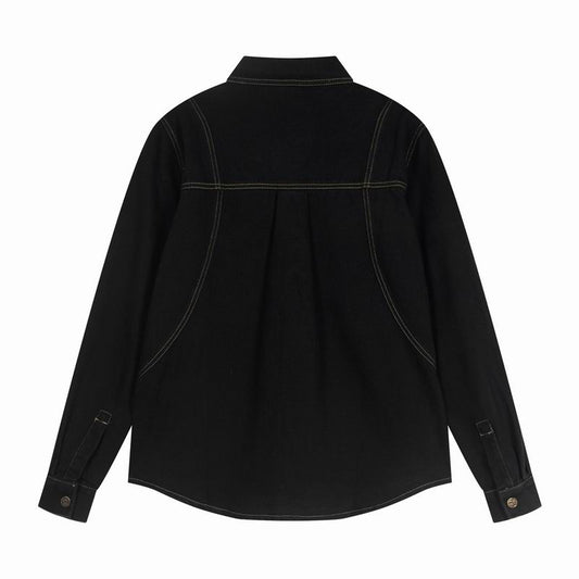 Louis Vuitton Black Denim Jacket With Gold Buttons And Embroidered Logo