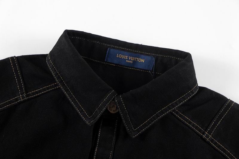 Louis Vuitton Black Denim Jacket With Gold Buttons And Embroidered Logo
