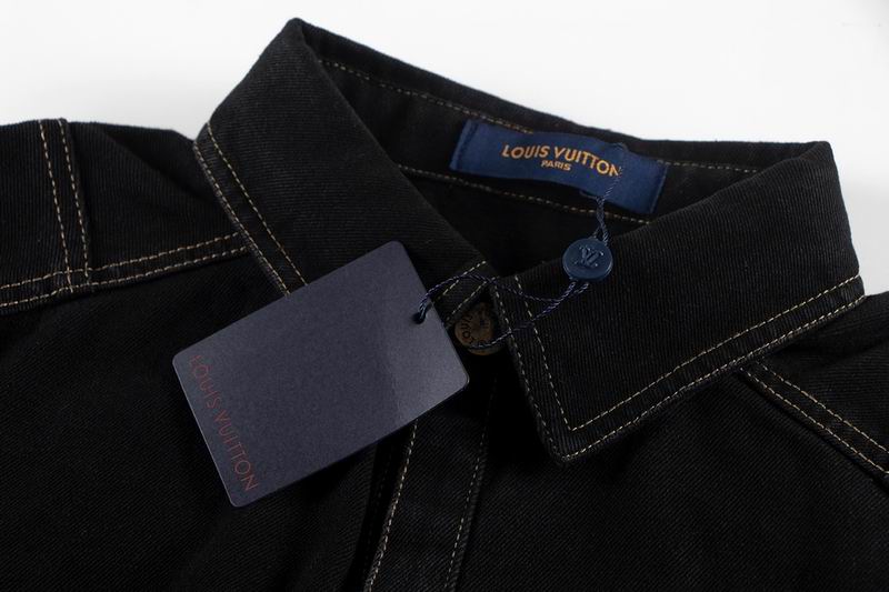 Louis Vuitton Black Denim Jacket With Gold Buttons And Embroidered Logo