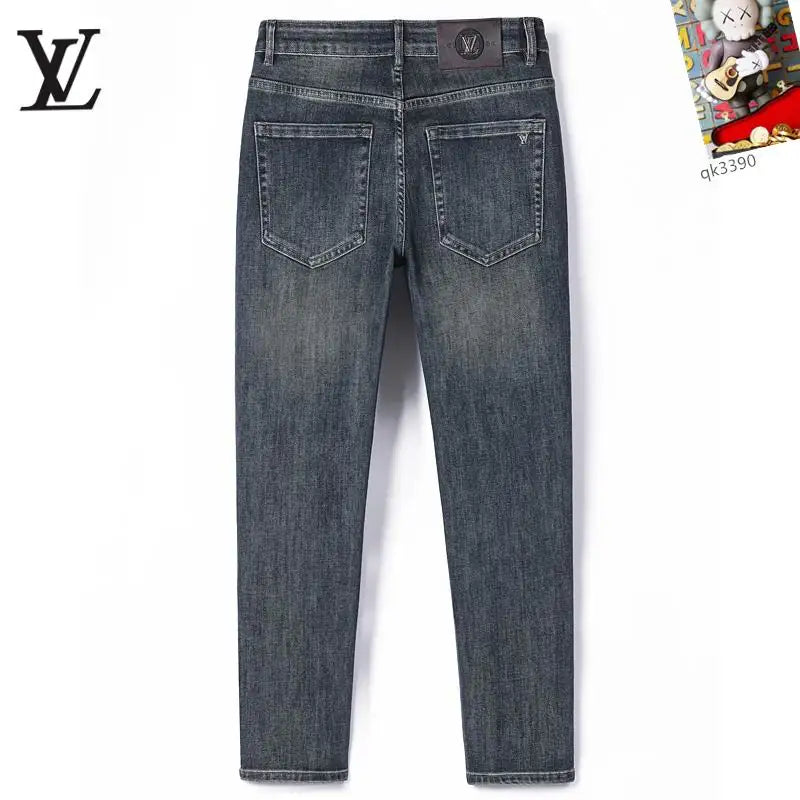 Louis Vuitton Men's Dark Blue Denim Jeans With Luxury Emblem