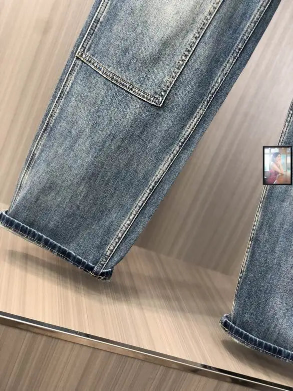 Louis Vuitton Men's Light Blue Denim Cargo Jeans With Functional Pockets