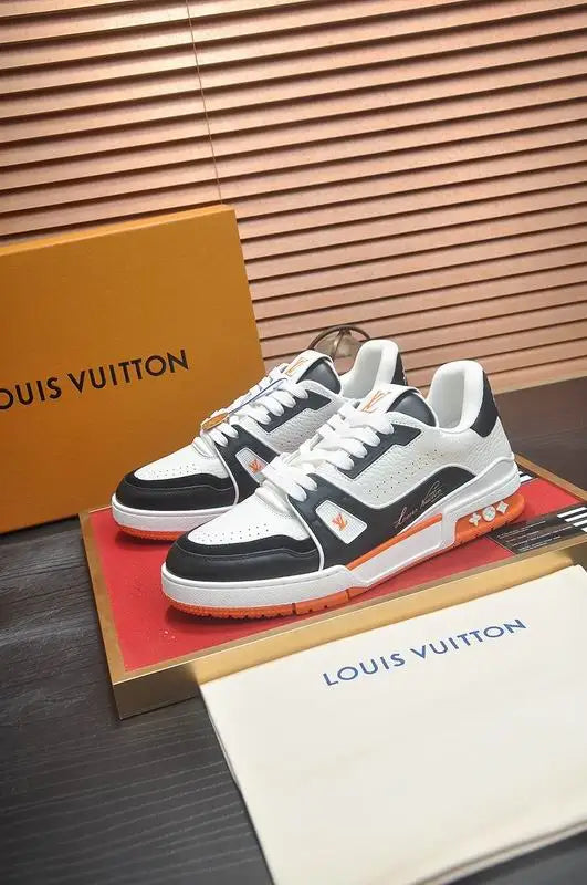Unisex Louis Vuitton Sneakers With Black White And Purple Accents