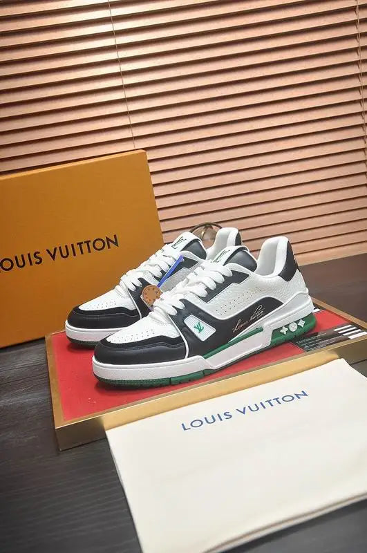 Unisex Louis Vuitton Sneakers With Black White And Purple Accents
