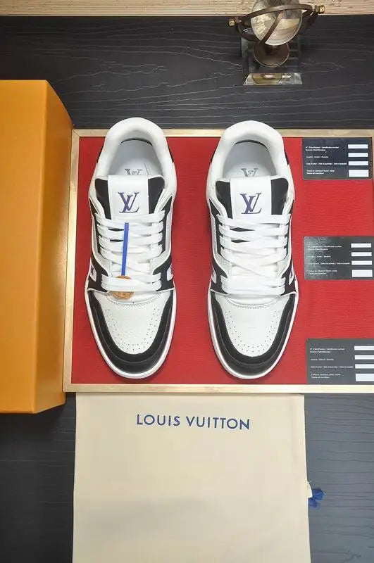 Unisex Louis Vuitton Sneakers With Black White And Purple Accents
