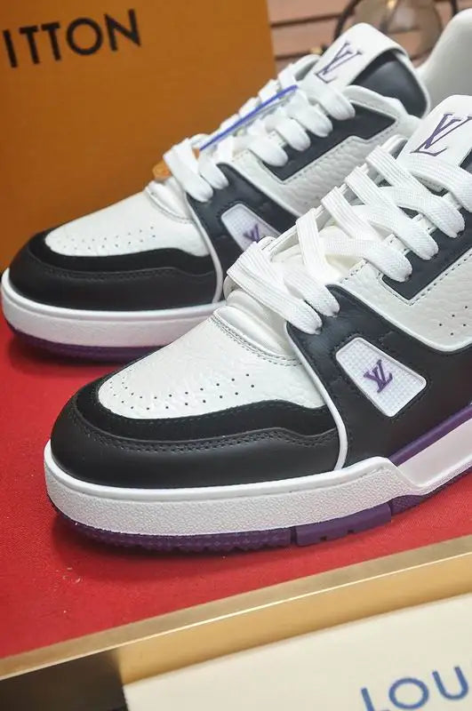 Unisex Louis Vuitton Sneakers With Black White And Purple Accents