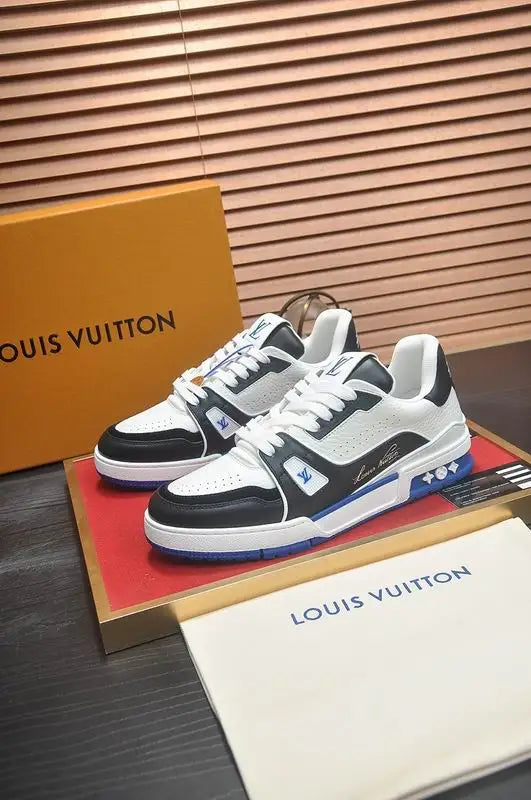 Unisex Louis Vuitton Sneakers With Black White And Purple Accents