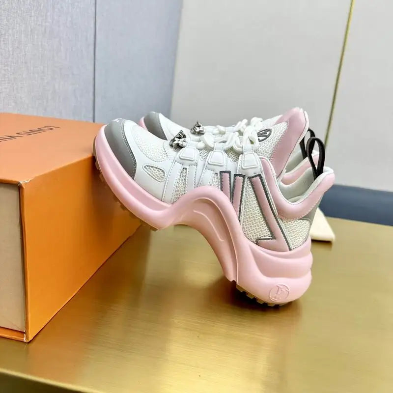 Charming Louis Vuitton Women Chunky Sneakers in Sweet Pink Tone