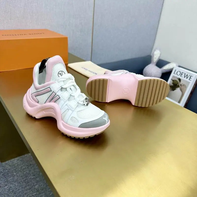 Charming Louis Vuitton Women Chunky Sneakers in Sweet Pink Tone