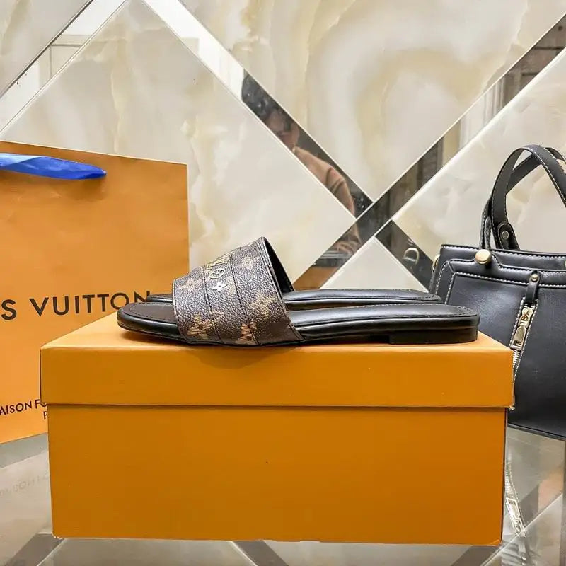 Louis Vuitton Monogram Print Flat Slides For Women