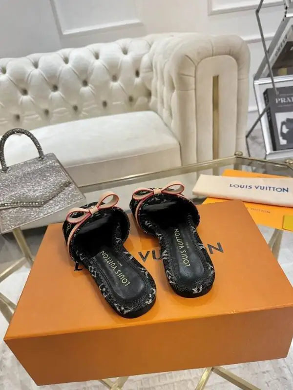 Louis Vuitton Bow Decorated Monogram Slides For Women