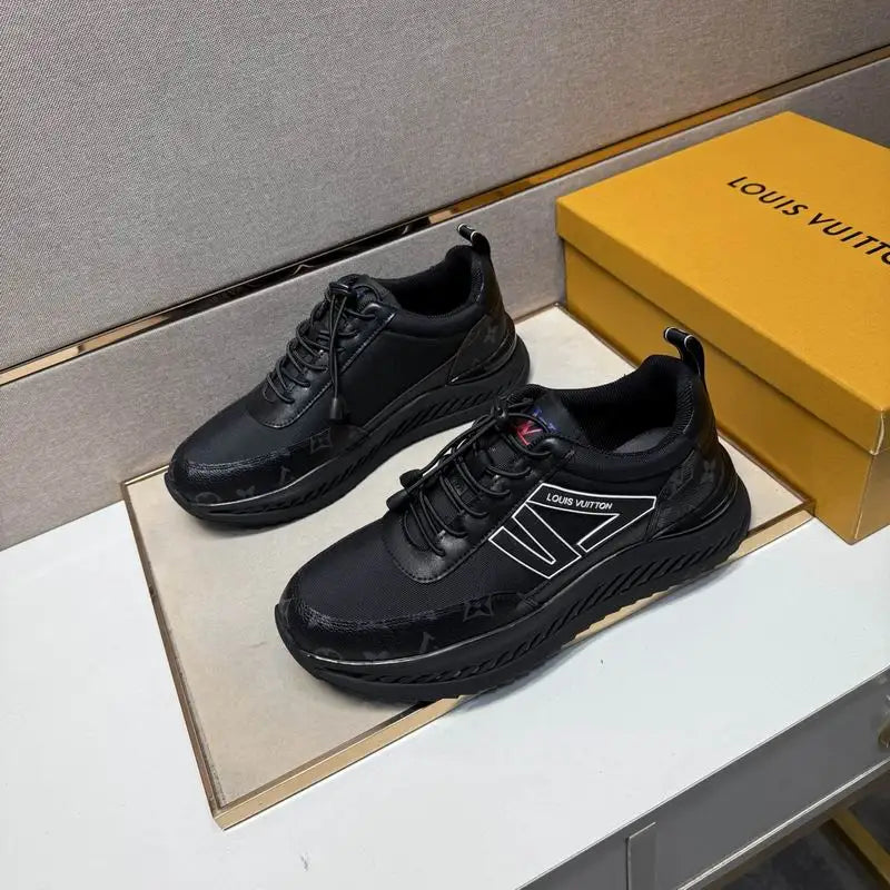Louis Vuitton Men's Black Fashion Sneakers With Distinctive Branding