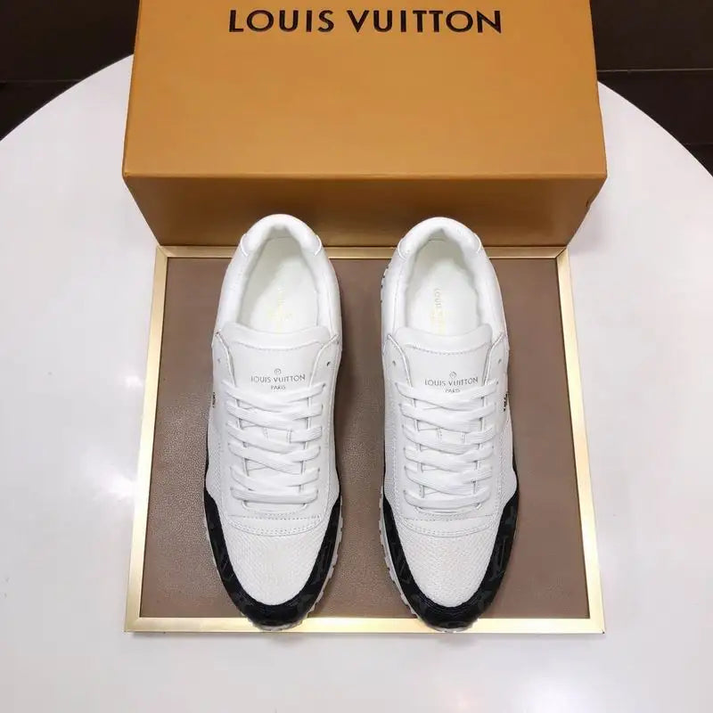 Louis Vuitton Men's White And Black Mesh Sneakers With Signature Logo