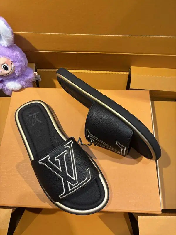 Louis Vuitton Men's LV Logo Slide Sandals For Sophisticated Casual Style