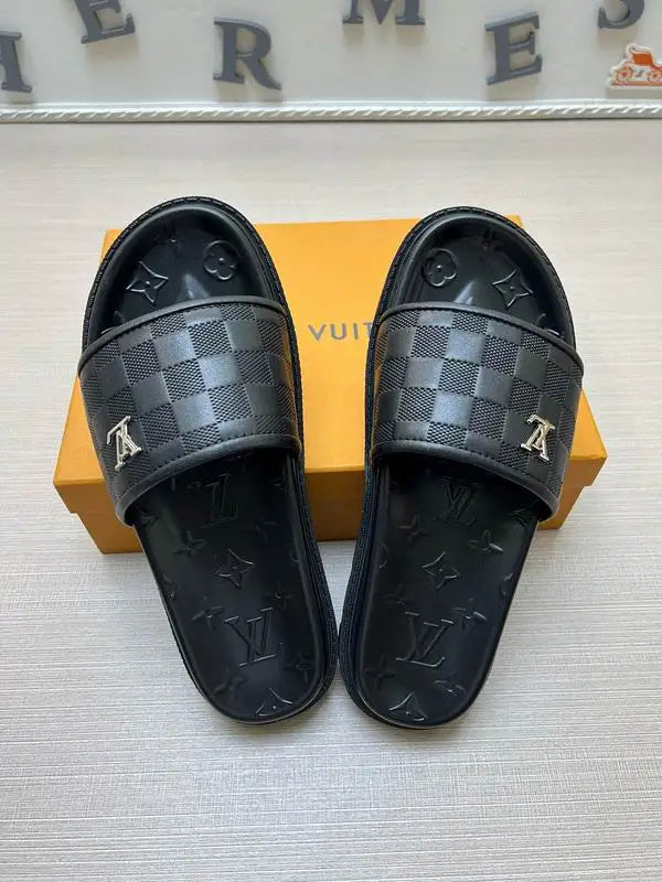 Louis Vuitton Men's Damier Slide Sandals For Luxury Casual Footwear