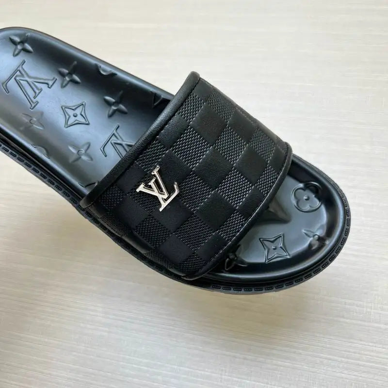 Louis Vuitton Men's Damier Slide Sandals For Luxury Casual Footwear