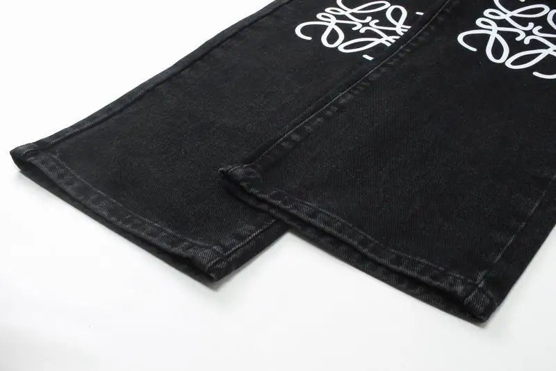 Loewe Men's Fashionable Denim Jeans With Unique Brand Patterns For Stylish Looks