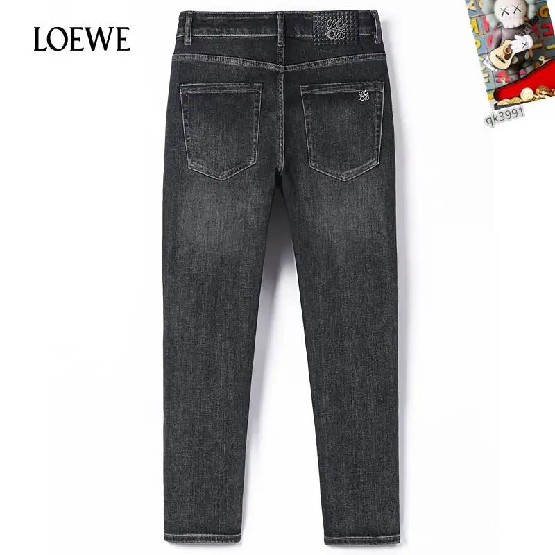 Loewe Men's Stylish Grey Denim Jeans With Distinctive Brand Embroidery