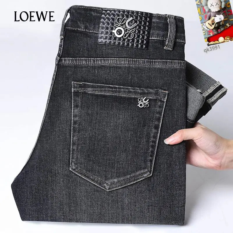 Loewe Men's Stylish Grey Denim Jeans With Distinctive Brand Embroidery