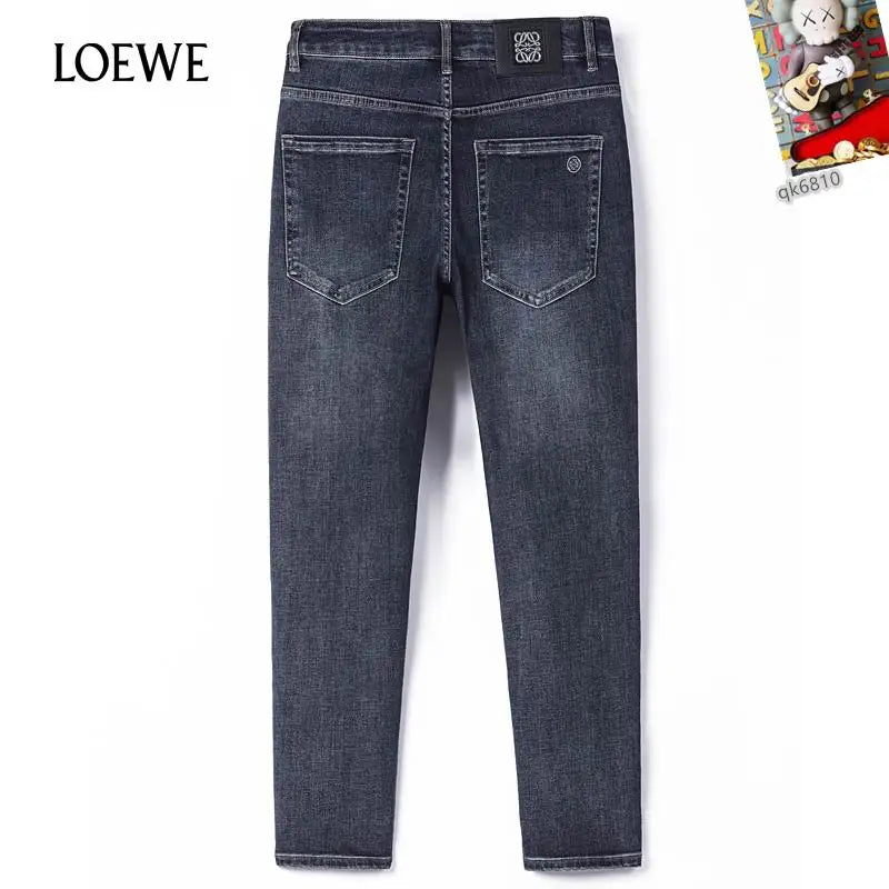 Loewe Men's Dark Wash Denim Jeans With Signature Brand Emblem