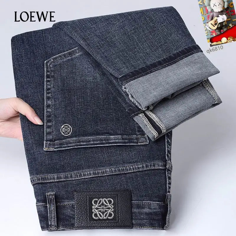 Loewe Men's Dark Wash Denim Jeans With Signature Brand Emblem