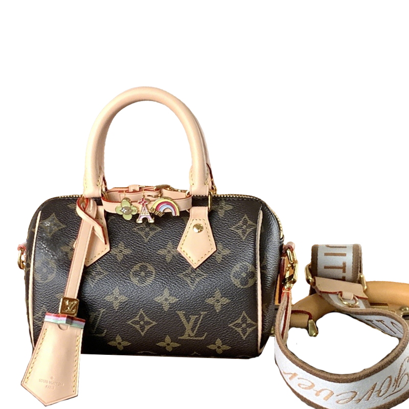 Louis Vuitton Speedy Bandoulière Bag With Colorful Charms And Stylish Strap For Fashion Enthusiasts