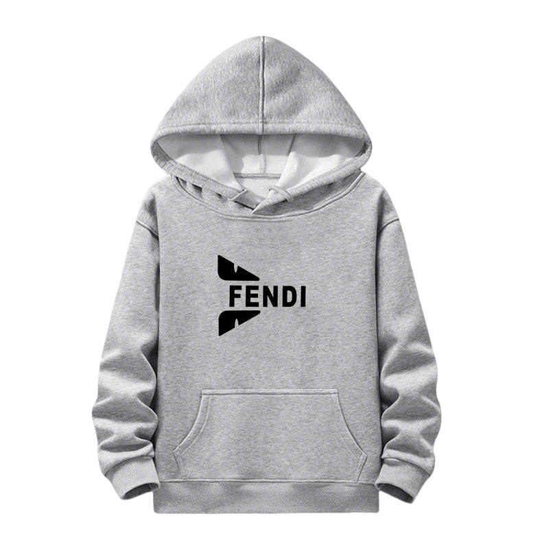 Gray Fendi Hoodie With Classic Logo And Contrast Lining For Fashion Enthusiasts
