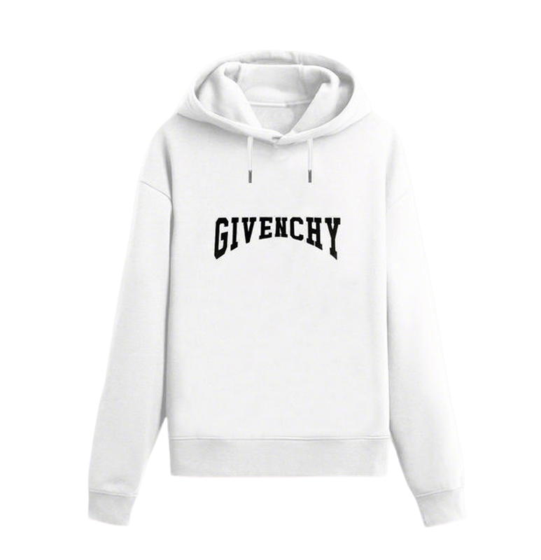 White/Black Givenchy Hoodie With Classic Black Logo For Timeless Fashion