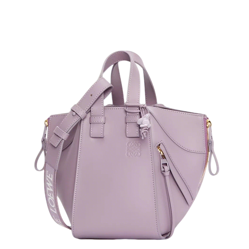 Loewe Lilac Leather Hammock Bag With Branded Strap And Charm 652235
