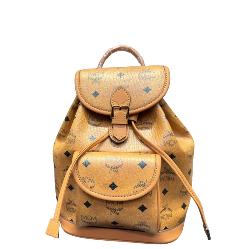 MCM Brown Visetos Coated Canvas Backpack With Signature Monogram 2223