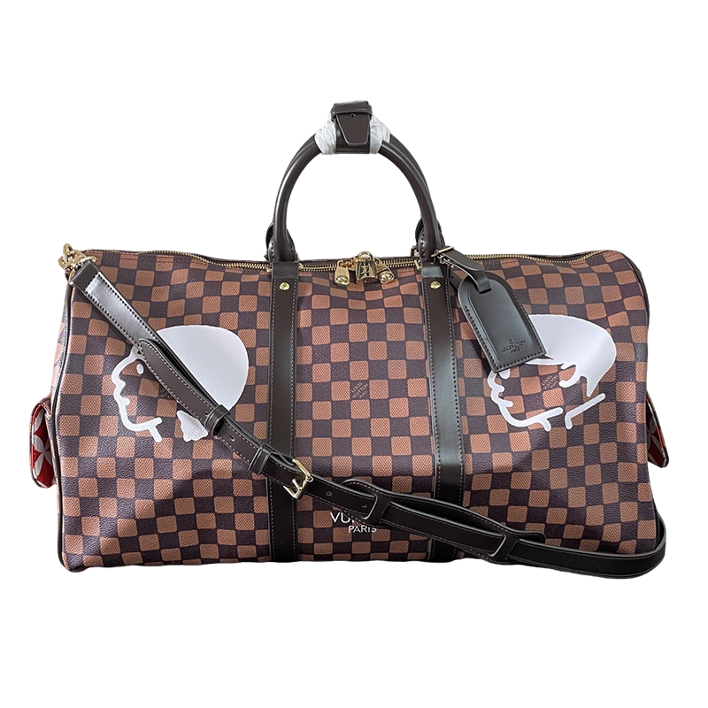 Louis Vuitton Damier Pattern Travel Bag With Unique Graphic Design For Fashion Trips