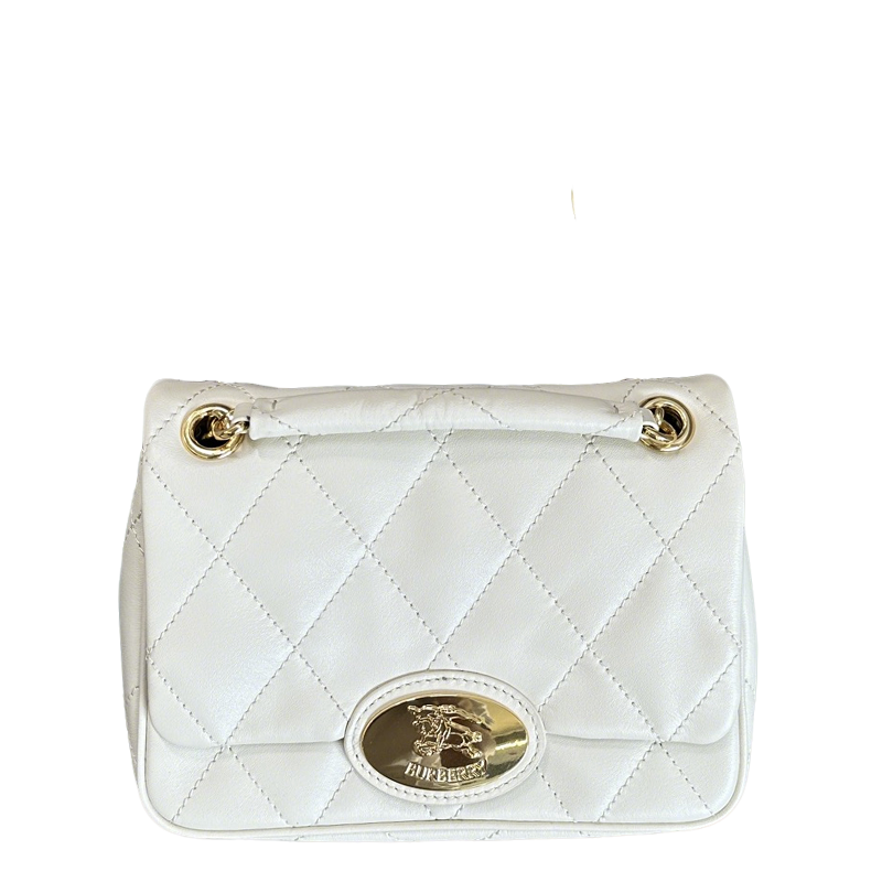 White/Red/Black Quilted Burberry Crossbody Bag with Gold Chain Strap and Iconic Logo Style No.2641