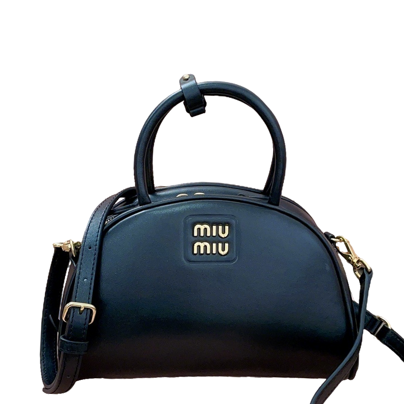 Miu Miu Black Leather Dome - Shaped Top - Handle Crossbody Bag 5BB157
