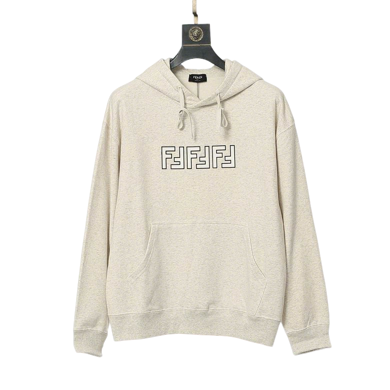 Beige Fendi Hoodie With Distinctive Geometric Logo For Fashion Lovers