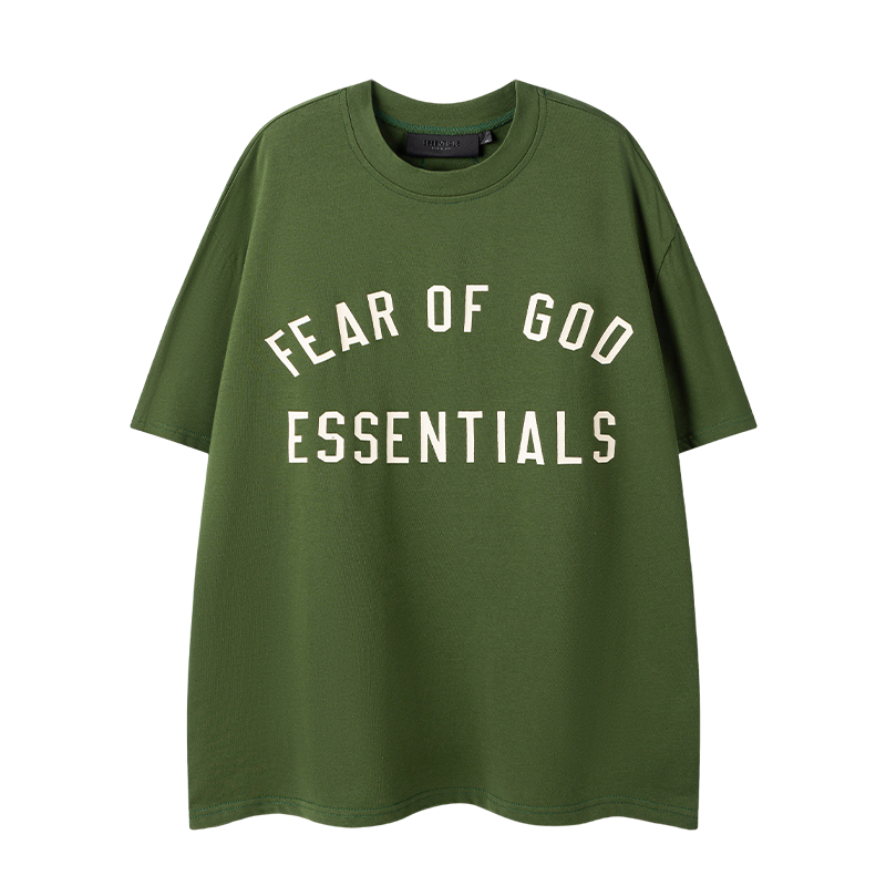 Fear Of God Essentials Olive Green/Black/White/Gray Tee Oversized Fit Streetwear Fashion Staple