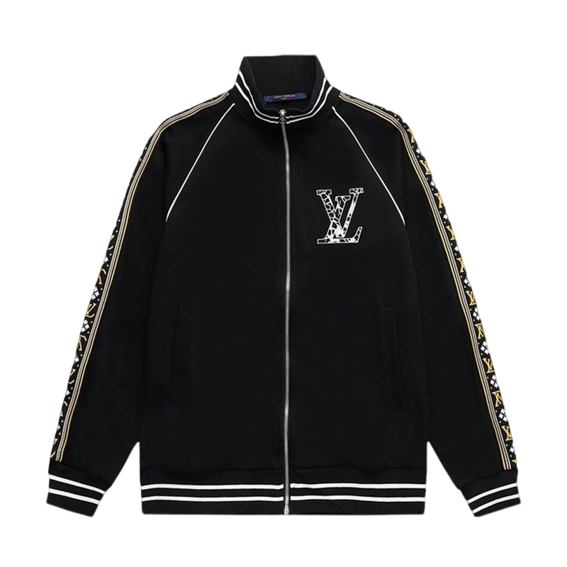 Louis Vuitton Black Track Jacket With Monogram Tape And LV Logo