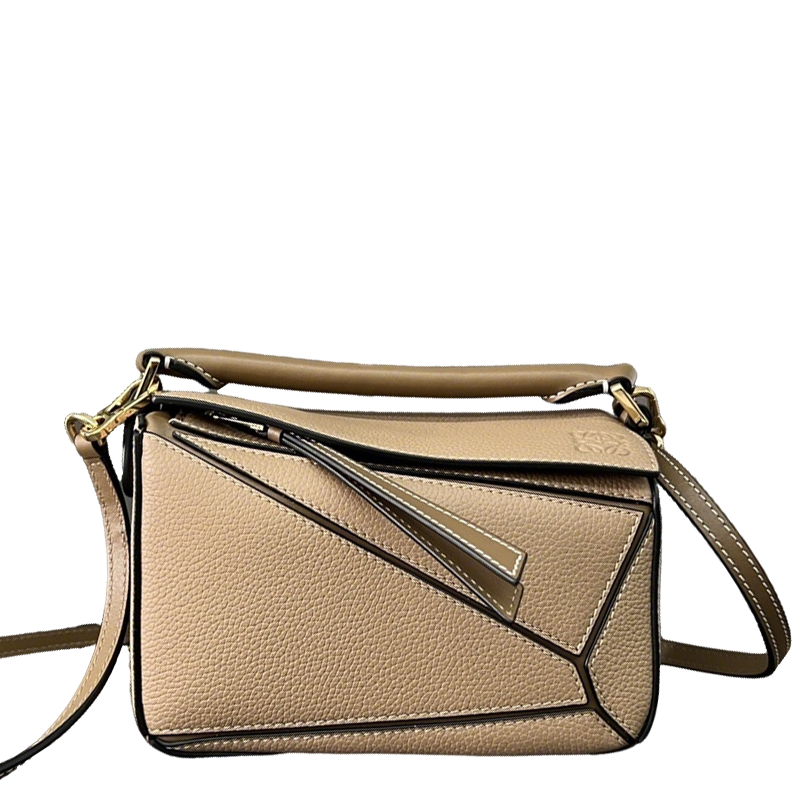 Loewe Beige Puzzle Bag With Geometric Panels And Dual Straps 061838