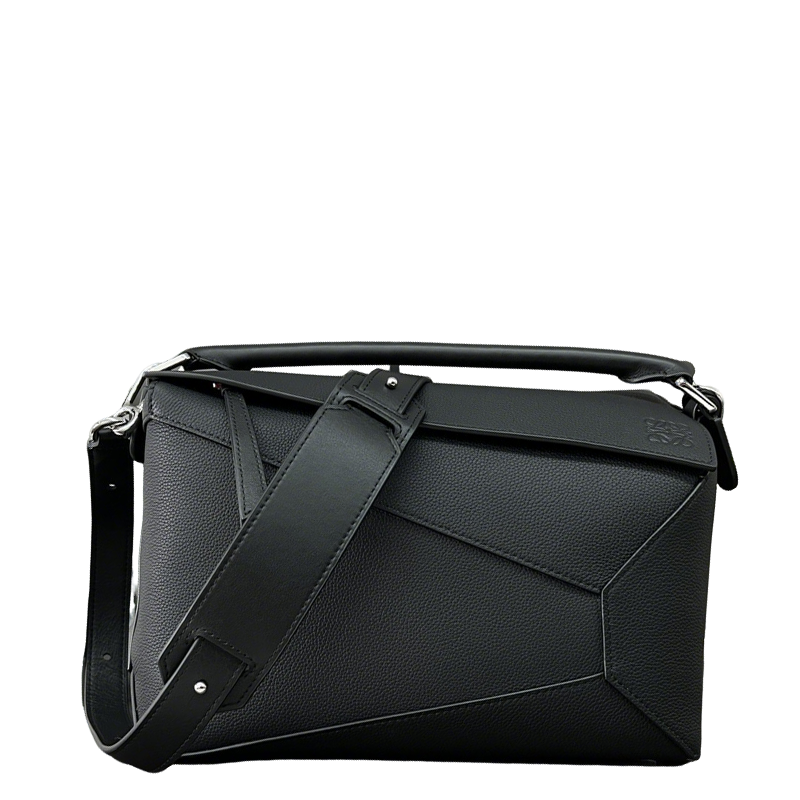 Loewe Black Puzzle Bag With Geometric Design And Top Handle 062329