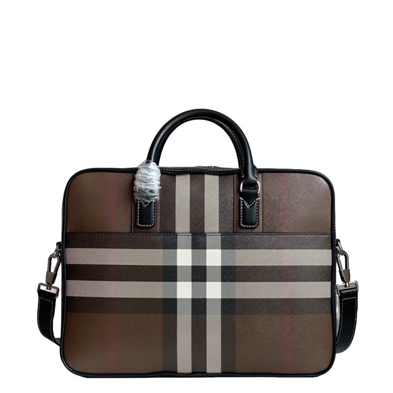 Burberry Checkered Briefcase with Leather Trim for Sophisticated Business and Travel Looks Style No.38928
