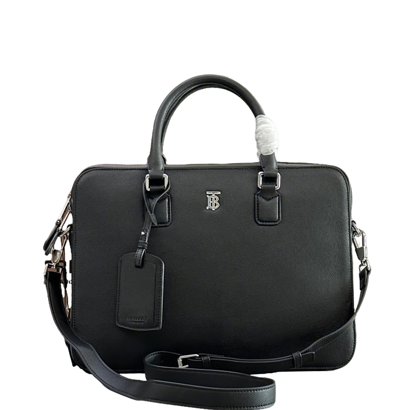 Elegant Black Burberry Briefcase With TB Monogram For Sophisticated Business And Travel Occasions Style No.700112