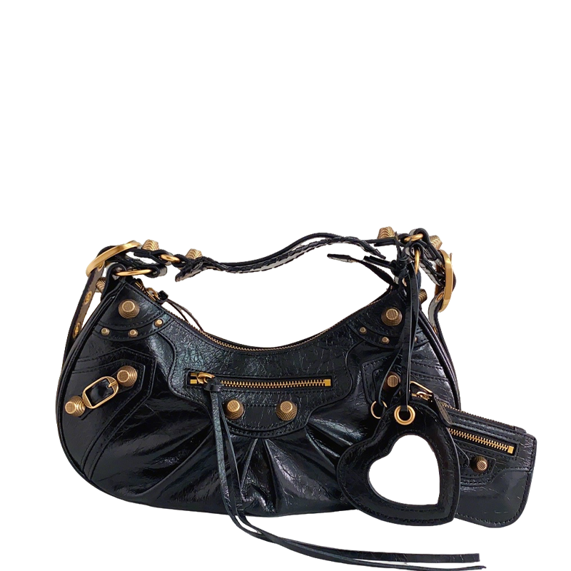 Balenciaga Le Cagole Hobo Bag With Gold Hardware And Heart - Shaped Pouch For Edgy Style Style No.3316