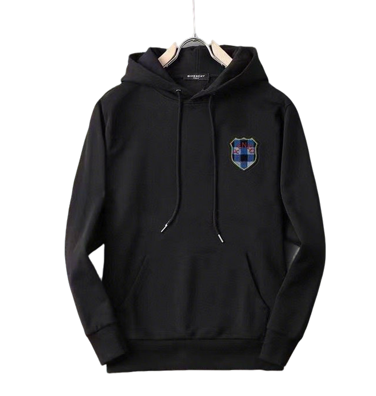 Black Givenchy Hoodie With Embroidered Crest Logo For Luxury Streetwear