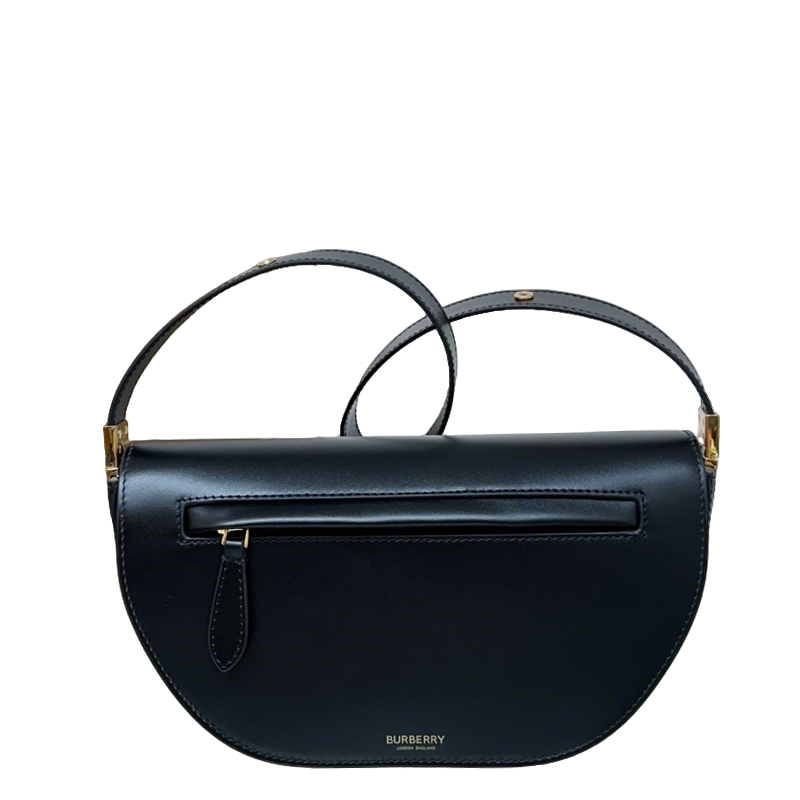 Sophisticated Black/Brown Burberry Half - Moon Bag With Dual Straps And Gold - Tone Accents Style No.717165