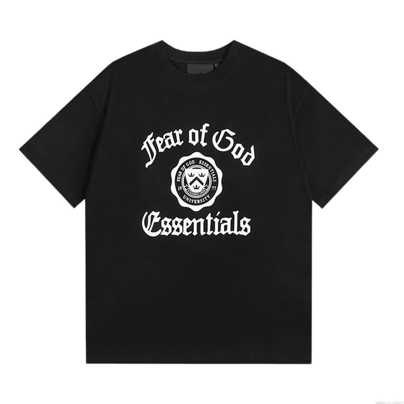 Fear Of God Essentials Black/White Tee With Classic Logo For Trendy Streetwear Looks