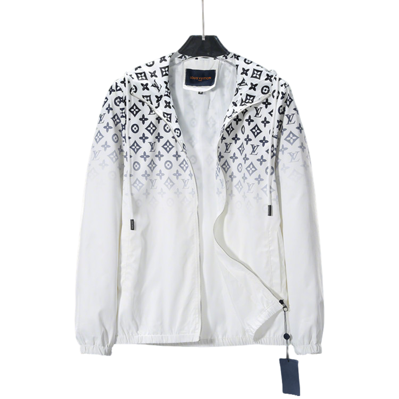 Louis Vuitton White/Black Hooded Jacket With Gradient Monogram Pattern