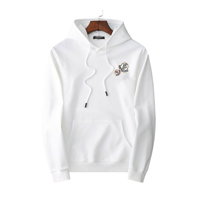 Moncler White Hoodie With Embroidered Logo Premium Quality Casual Mens Fashion Essential