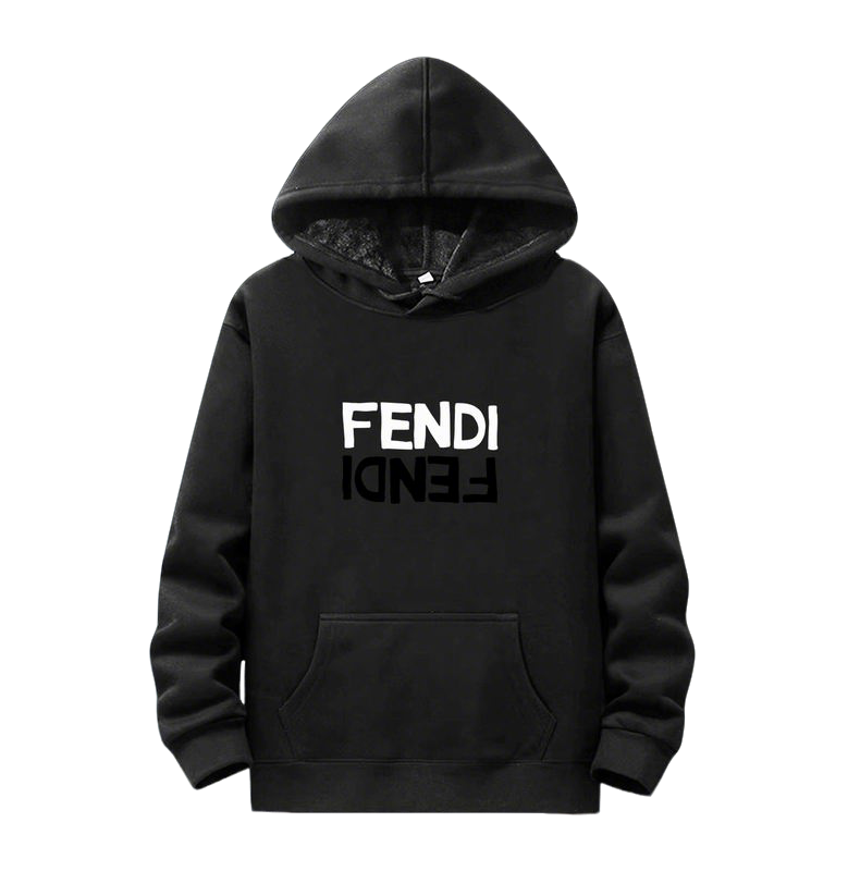 Black Fendi Hoodie With Creative Reversed Logo Design For Fashion Fans